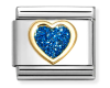 Nm 030220/07 Звено CLASSIC символ "СЕРДЦЕ" сталь/золото 750 gr.0,08/эмаль синяя