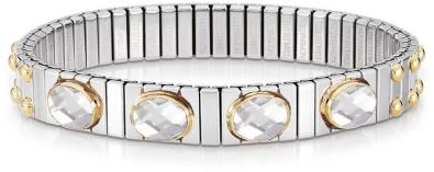 Nm 042521/010 Браслет EXTENSION средний,4 граненых циркона, сталь/золото/ гран. цирконы белого цвета