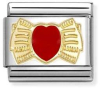 Nm 030207/56 Звено CLASSIC символ "БАНТ КРАСНОЕ СЕРДЦЕ" сталь/золото 750 gr.0,08/эмаль