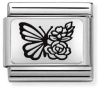 Nm 330111/22 Звено CLASSIC символ "Бабочка с цветами" сталь/серебро 925°