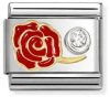 Nm 630302/06 Звено CLASSIC символ "КРАСНАЯ РОЗА" сталь/золото 750/циркон/эмаль/серебро 925