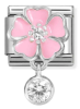 Nm 331814/03 Звено подвеска CLASSIC символ "ЦВЕТОК КРУГ" сталь, серебро 925°, цирконы, эмаль розовая