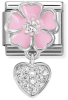 Nm 331814/01 Звено подвеска CLASSIC символ "ЦВЕТОК СЕРДЦЕ" сталь, серебро 925°, цирконы, эмаль розов